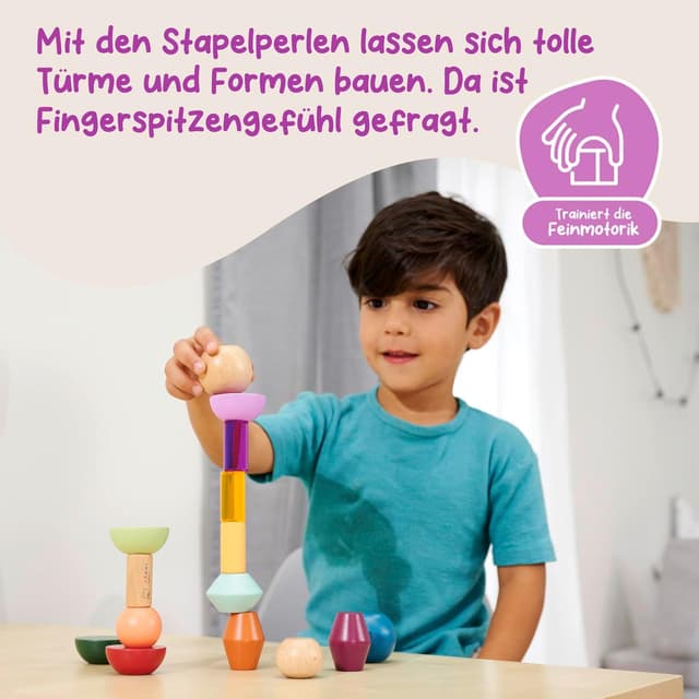 Thumbnail 2 de Eichhorn Montessori 16 Stapel-Perlen Holzset