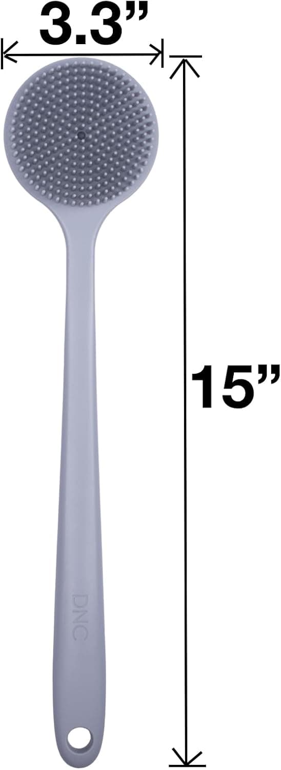 Detalle de DNC Silicone Back Scrubber with Long Handle (Gray) – Shower & bath body brush