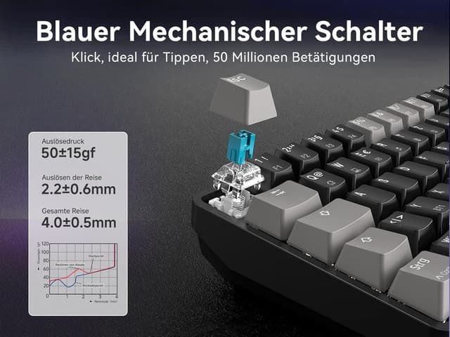 Thumbnail 4 de Dierya DK68 kabellose Gaming Tastatur 68 Tasten