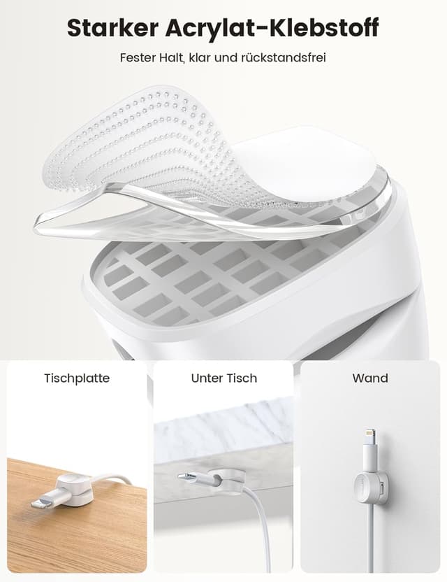 Detalle de Lamicall Kabel Clips 6er Set Kabelhalter Selbstklebend