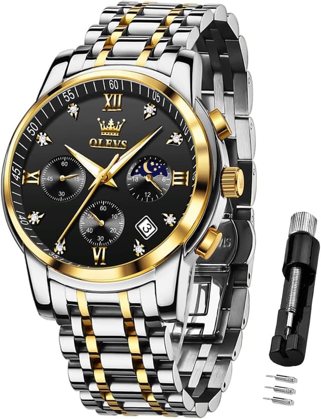 Detalle de OLEVS Herrenuhr 42 mm Quarz mit Datum