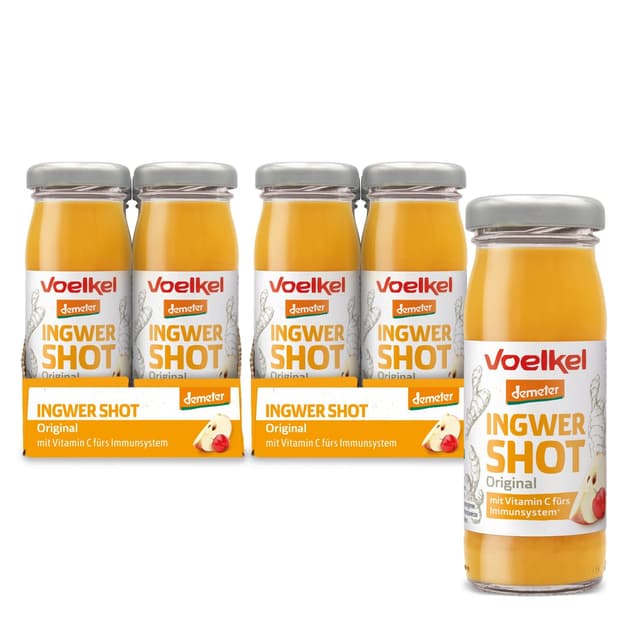 Detalle de Voelkel Bio Ingwer Shot Original mit Vitamin C – Demeter-Qualität im 16er-Pack
