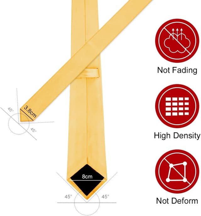 Detalle 2 de URAQT Corbata Hombre clásica ✨, 8cm, amarilla dorada