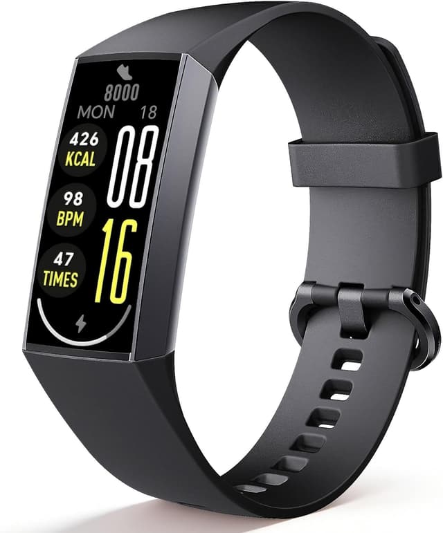 Detalle de Jimhaby Fitness Tracker Smartwatch with 1.13" AMOLED Display, Heart Rate & Sleep Tracking, IP68 (Black)