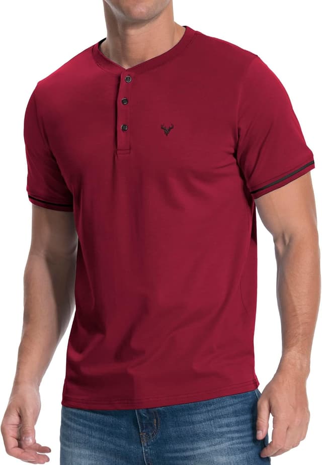 Detalle 2 de KUYIGO Gesticktes Henley-T-Shirt Herren