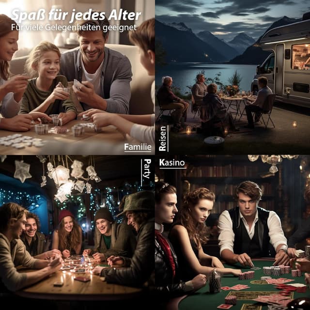 Detalle de PLAYWUS Pokerkoffer mit 500 Laserchips, 2 Pokerdecks & 3 Button – Komplettset im Aluminiumkoffer