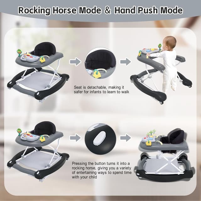 Thumbnail 4 de 5 in 1 Foldable Baby Walker Adjustable Height 🚼