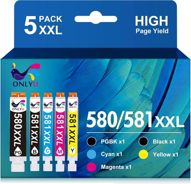 Detalle de ONLYU PGI-580XXL & CLI-581XXL compatible ink cartridges (5 pack) for Canon PIXMA TS/TSe/TX series