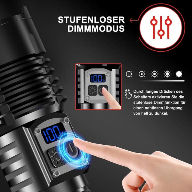 Detalle 2 de WOWNIGHT Linterna LED 1000000 lúmenes alta potencia