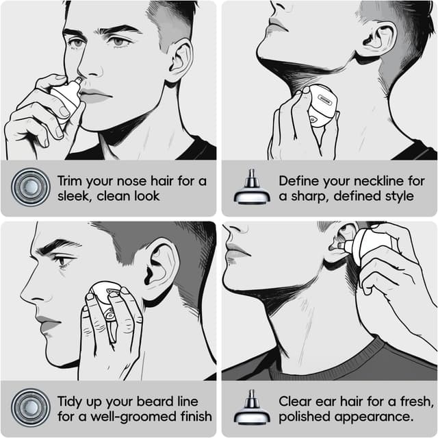 Thumbnail 6 de Yoose 2 in 1 tagliapeli naso e rasoio elettrico ricaricabile USB-C (IPX7) con testine intercambiabili