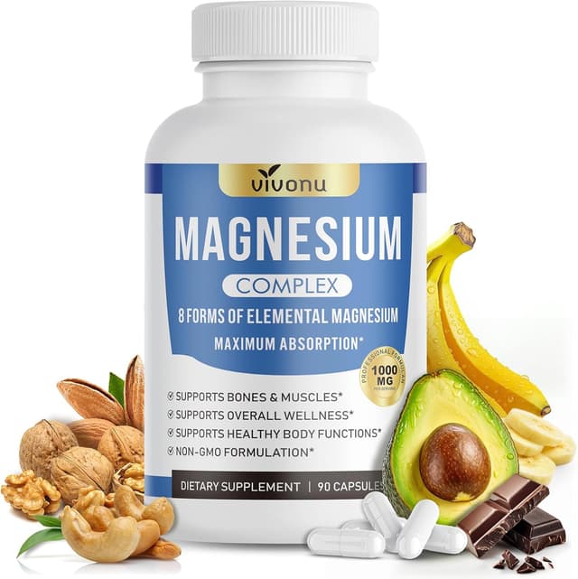 Detalle de VivoNu Magnésium Bisglycinate – Complexe 8 en 1, 90 gélules vegan (1000 mg/j)