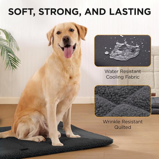 Detalle 2 de Joydeco Low-Profile Reversible Dog Mat Bed Pad (Dark Grey) – Washable crate pad, 112x81cm