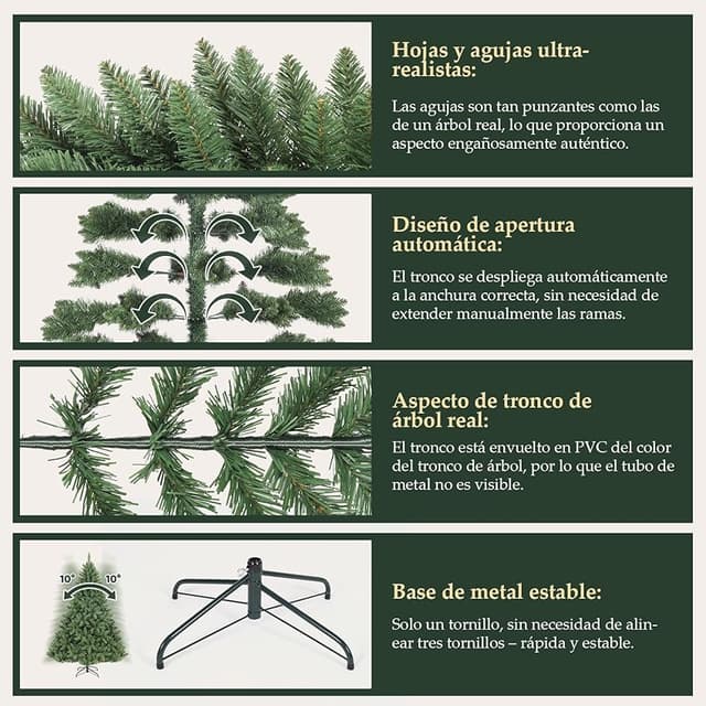 Detalle 2 de SALCAR Árbol Navidad artificial 180 cm, 730 puntas 🎄