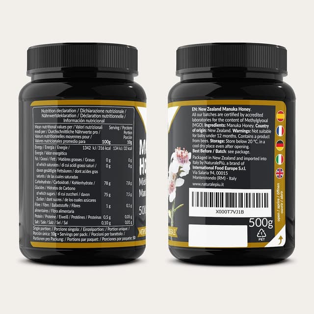 Detalle de NaturalePiù Miele di Manuka 200+ MGO, 500g dalla Nuova Zelanda