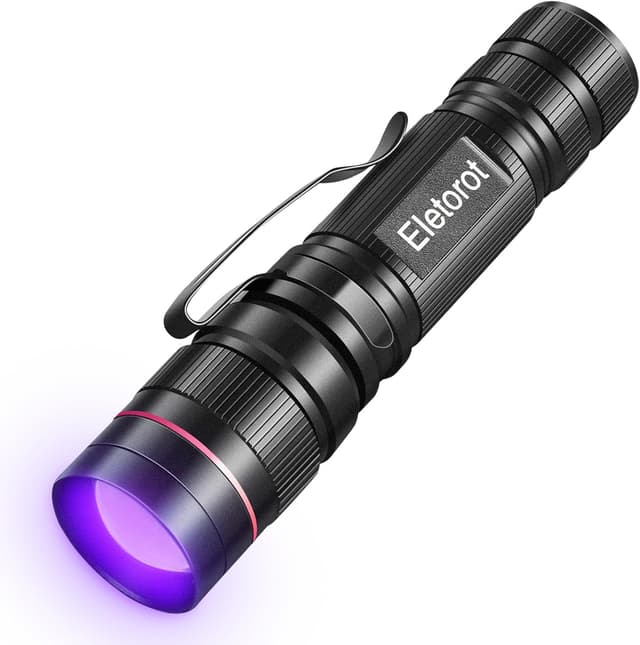 Detalle de Eletorot UV Torch LED Black Light Flashlight (395nm) – 3 Modes, Adjustable Beam