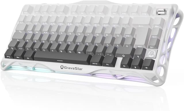 Detalle de GravaStar Mercury K1 75% mechanische Gaming-Tastatur (QWERTZ, DE) – Tri-Mode, Hot-Swap, Magnesium-Exoskelett, RGB-Gradient