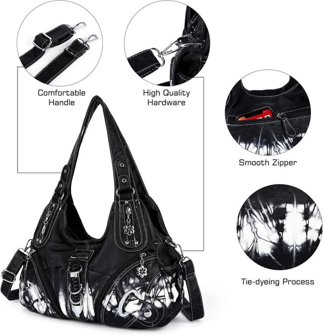 Detalle de Angel Kiss Damen Schultertasche Hobo (Umhänge-/Henkeltasche) mit vielen Fächern