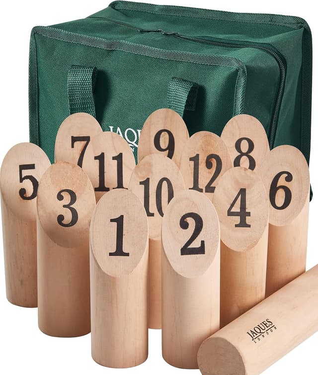 Detalle de Jaques of London Wooden Skittles (Garden Skittles Game) outdoor throwing game for kids and adults