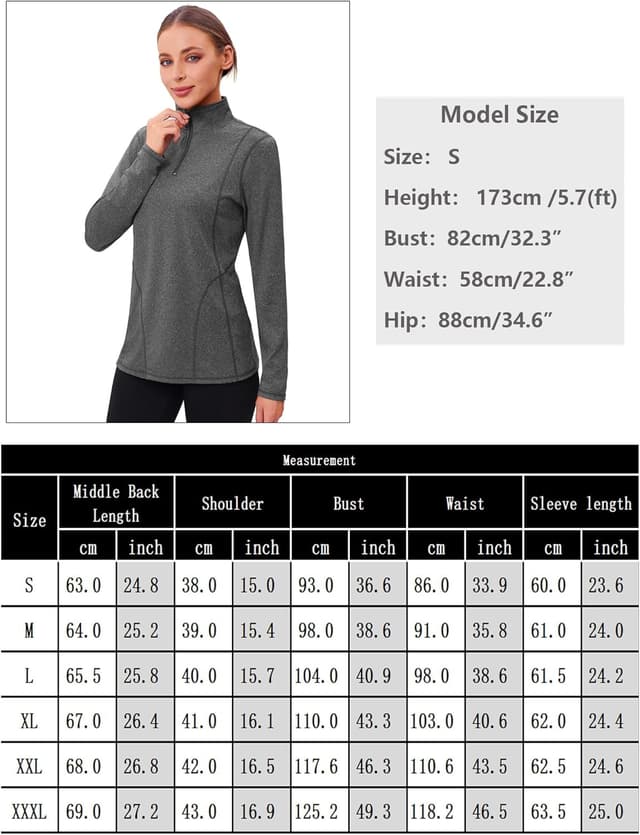 Detalle 2 de Terecey Tee Shirt Sport Femme à manches longues avec 1/4 zip pour running, fitness et salle