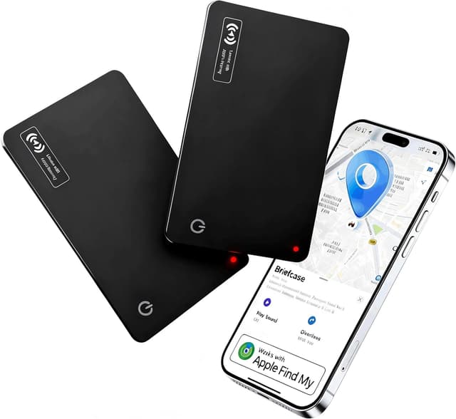 Detalle de Lmrbelec Ultra-Slim Wallet Tracker Card (Works with Apple Find My) — iOS Compatible, IP68, 2-Pack