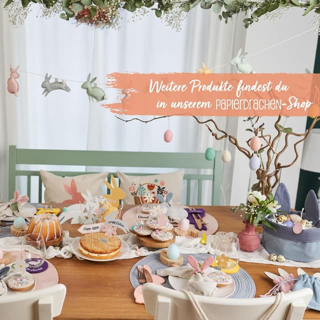 Thumbnail 6 de Papierdrachen Osternest mit Hasenohren Blau 19 cm