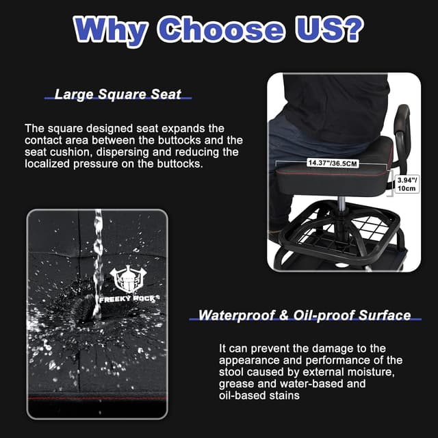 Thumbnail 3 de FREEKYROCK Rolling Shop Stool 330 LBS