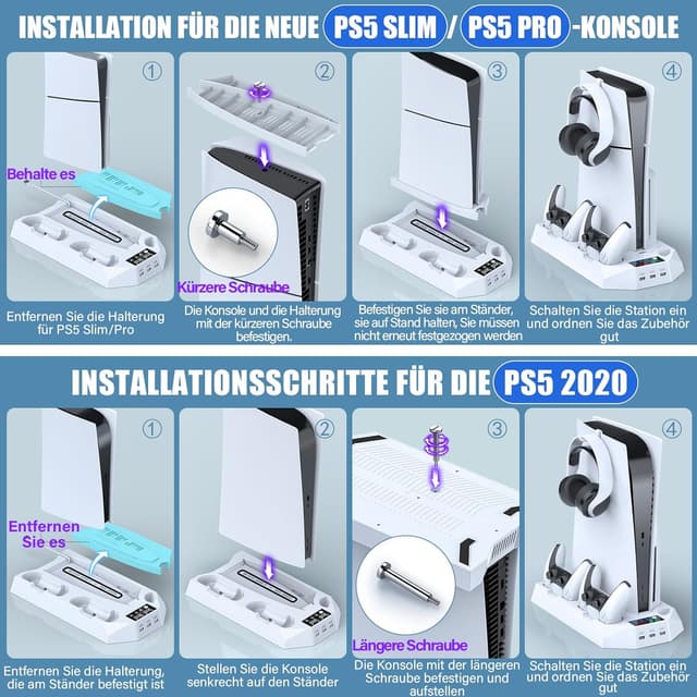 Thumbnail 5 de ZRZLMVP PS5 Standfuß Kühler mit Ladestation