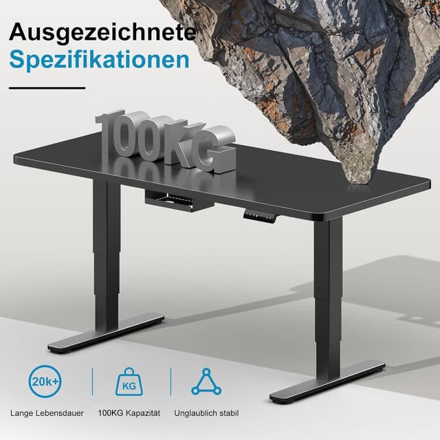 Detalle de Devoko elektrisch höhenverstellbares Schreibtischgestell (60–125 cm) mit 2 Motoren und 3 Memory-Positionen, schwarz