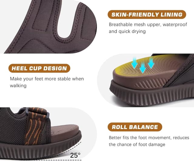 Thumbnail 6 de KuaiLu Men’s Orthotic Athletic Slide Sandals with Arch Support & Adjustable Strap