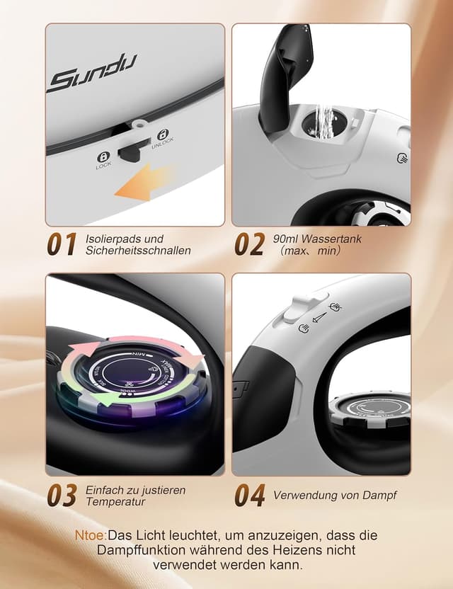 Thumbnail 6 de Sundu Reisebügeleisen & Steamer Dampfglätter 2-in-1 mit Keramikplatte, 30 g/min und 5 Bügelmodi