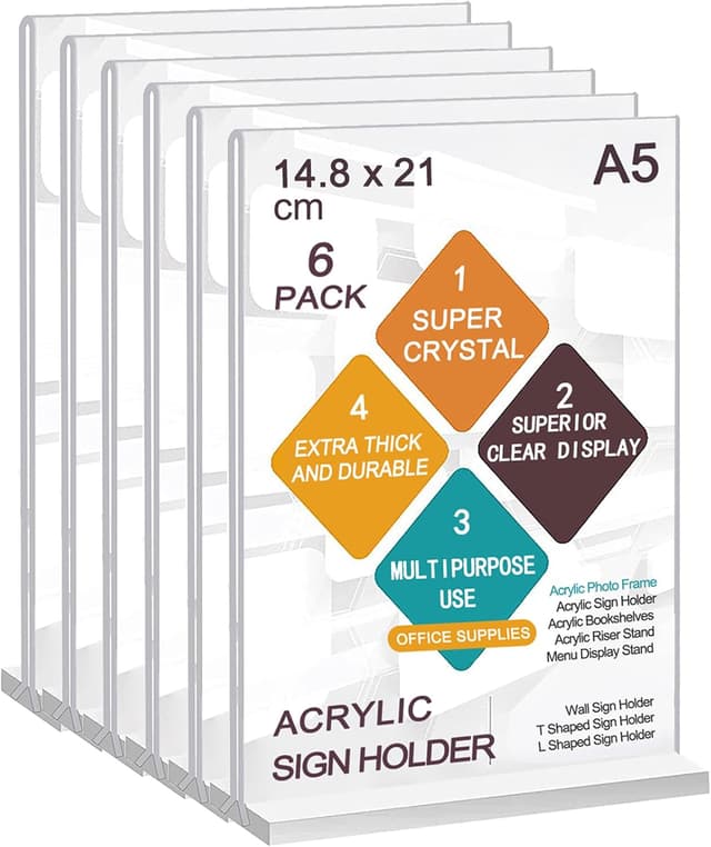 Detalle de Acrylic A5 sign holder 6 pack by ROSSHINE