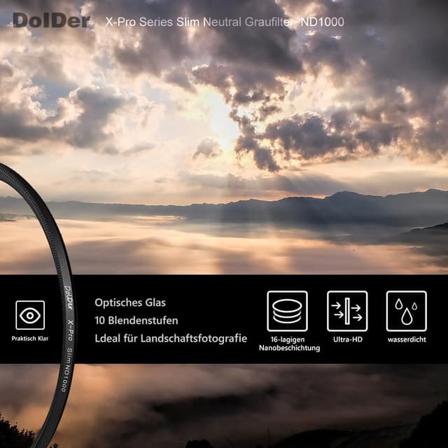 Detalle 2 de DolDer ND1000 Filter 72 mm für 10 Stops