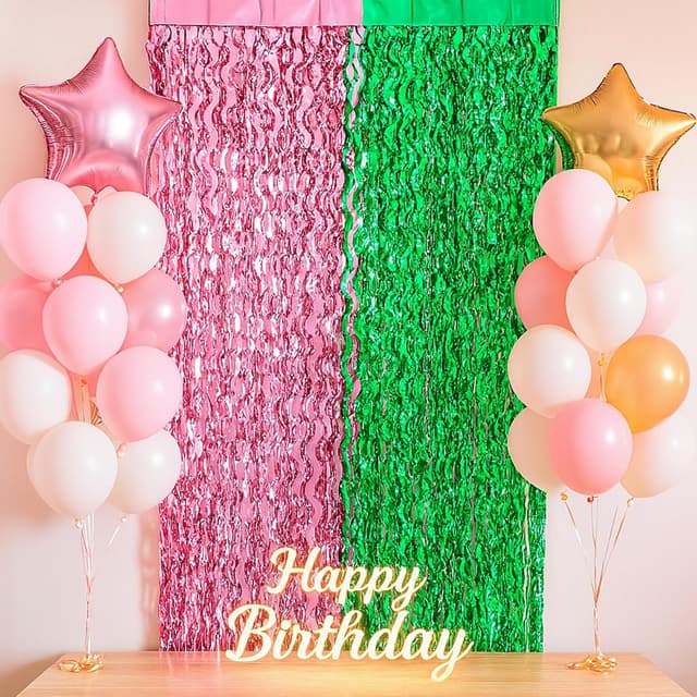 Thumbnail 6 de G2PLUS G2PLUS Rosa GrĂŒn Lametta Vorhang 1x2 m đ