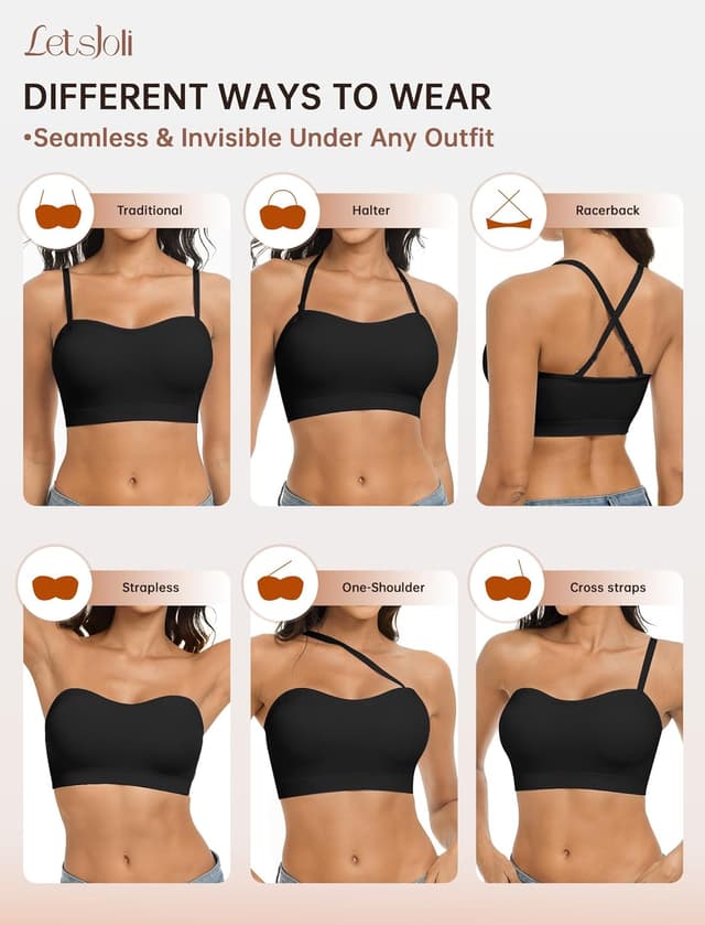 Thumbnail 4 de LetsJoli Push Up Strapless Bandeau Bra 2XL 🎀