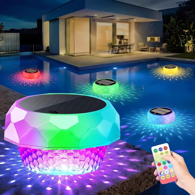 Detalle de Joycome Luci di zucca di Halloween solari per piscina con telecomando RGB IP68