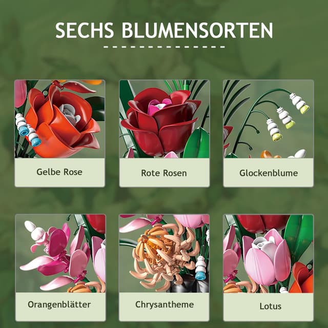 Detalle de TYONUEYS 566 Teile Blumen Bauspielzeugset