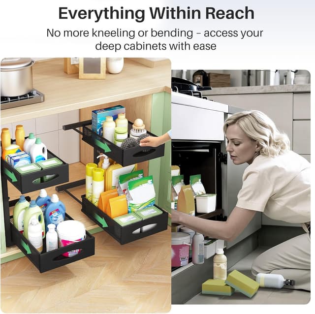 Thumbnail 6 de Under Sink Organizer 2-Tier Pull-Out Cabinet Organizer