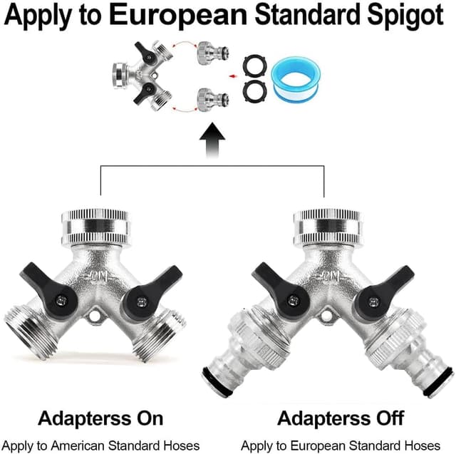 Detalle 2 de TUIBEIDAMAI 2-Wege-Wasserverteiler 3/4 Zoll Adapter