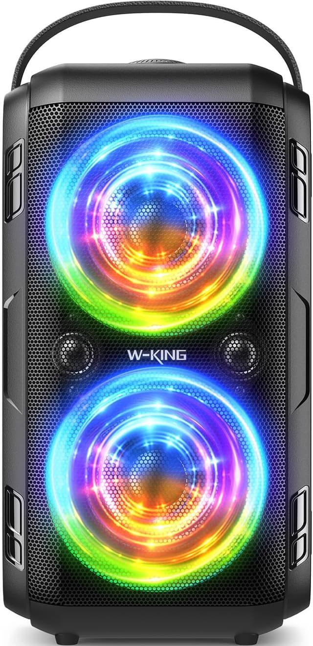 Detalle de 180W PEAK W-KING Bluetooth Musikbox mit 105 dB, IPX5, LED-Licht & 24h Akku