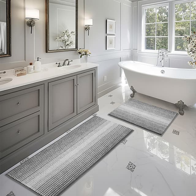 Detalle de BSICPRO chenille bath rug set, 2 piece