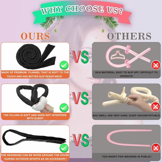 Thumbnail 1 de Neu Lockenwickler Heatless Curls Band für Haare