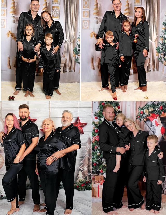 Detalle de SWOMOG Girls Pyjamas Set in Silk Satin – Long Sleeve Button-Down 2-Piece Kids Sleepwear