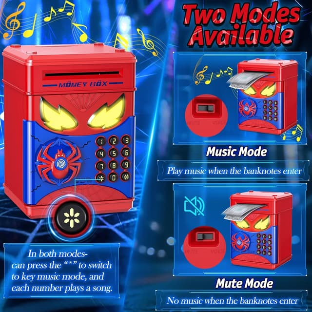 Thumbnail 4 de Wrystte Spider Electronic Piggy Bank with Fingerprint