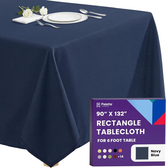 Detalle de Gee Di Moda Rectangle Tablecloth (90 x 132 Inch) Navy Blue for 6 Foot Tables