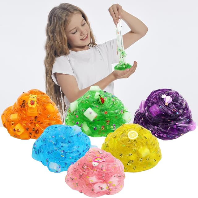 Detalle de UIVIEHIR Jelly Cube Clear Slime Kit (8-Pack) for Kids—Crunchy, Scented Stress-Relief Slime