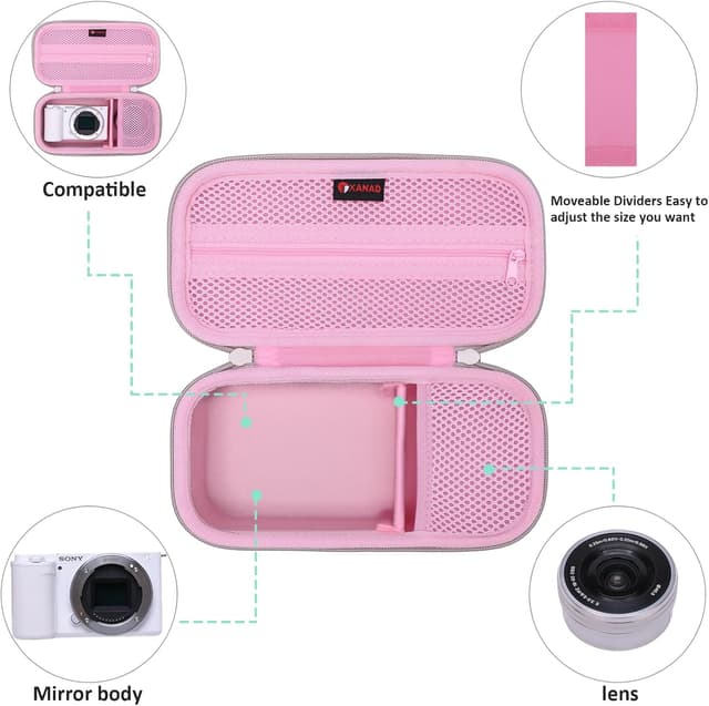 Detalle de XANAD hard case for Sony cameras (a6400/a6700/a6000/a6100, ZV-E10/ZV-1/ZV-1F/ZV-E10 II, RX100 VII) in Pink