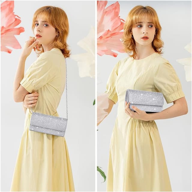 Thumbnail 1 de OSDUE Kettentasche Glitzer-Clutch Silber