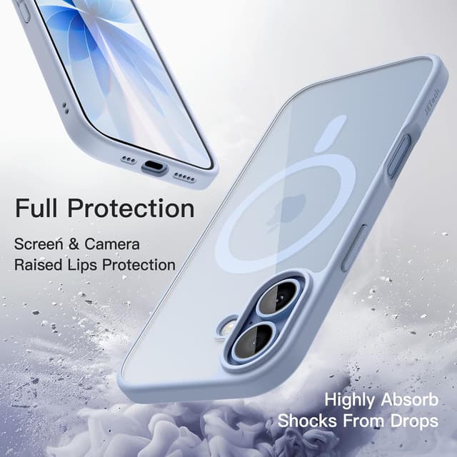 Detalle 2 de Cover magnetica JETech per iPhone 17 da 6,3" compatibile con MagSafe (azzurro nebbia)