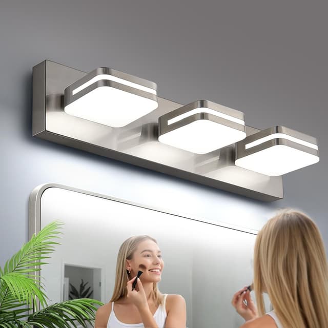 Detalle de 360° Rotatable LED Bathroom Vanity Light Fixtures, 1300LM Brushed Nickel Acrylic Vanity Lights (Natural White 5000K)