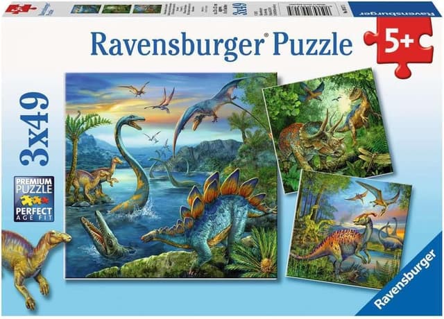 Imagen de Ravensburger Puzzle 3x49 “Dinosauri” per bambini (dai 5 anni), 18x18 cm en OfertitasTOP